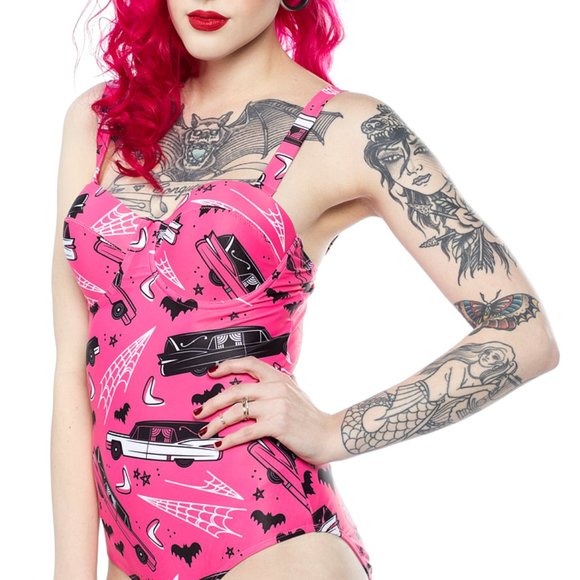 Sourpuss Other - NWT Sourpuss Pink Death Cab One Piece Swimsuit